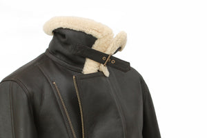 Men's Classic Cross Zip Sheepskin Jacket in Dark Brown Nappa