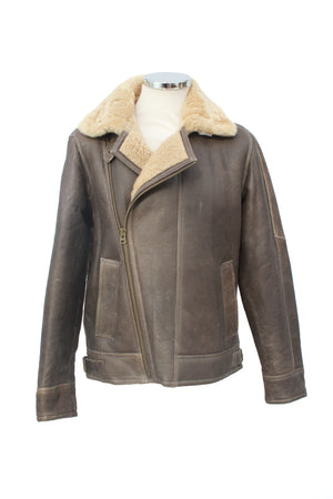 Men's Classic Cross Zip Sheepskin Jacket in Country Forest Distressed