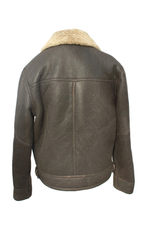 Men's Classic Cross Zip Sheepskin Jacket in Dark Brown