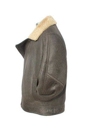 Men's Classic Cross Zip Sheepskin Jacket in Dark Brown