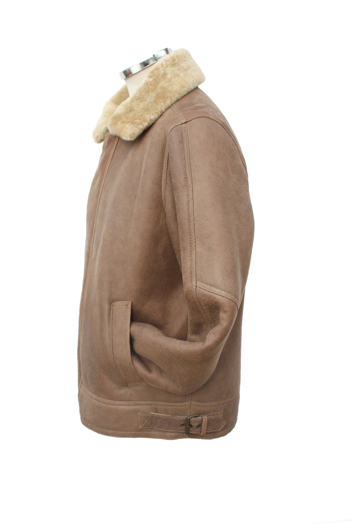 Men's Classic Cross Zip Sheepskin Jacket in Nutmeg