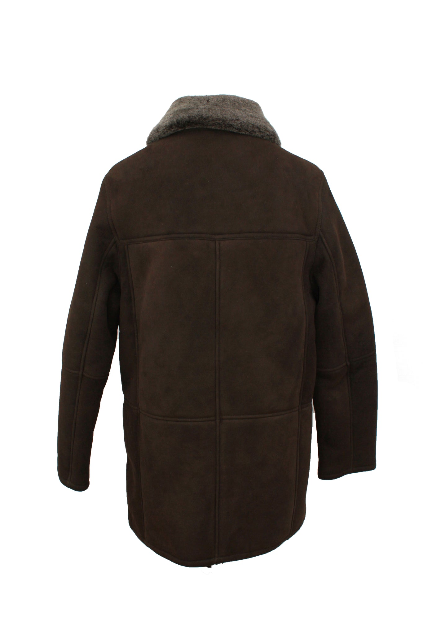 Men's Classic Centre Button Sheepskin Coat in Brown