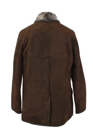 Men's Double Face Centre Button Sheepskin Coat in Brown