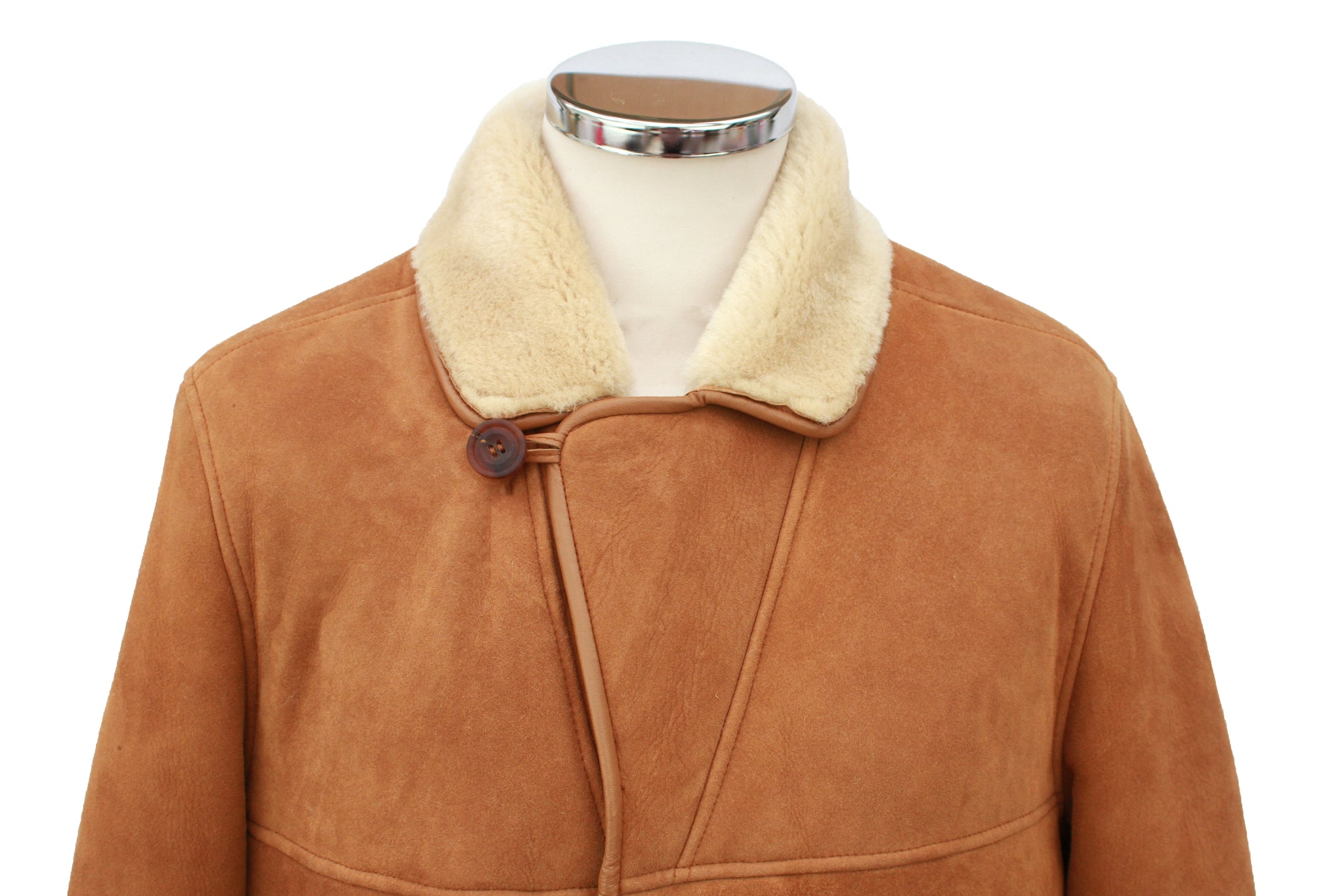 Men's Double Face Centre Button Sheepskin Coat in Tan