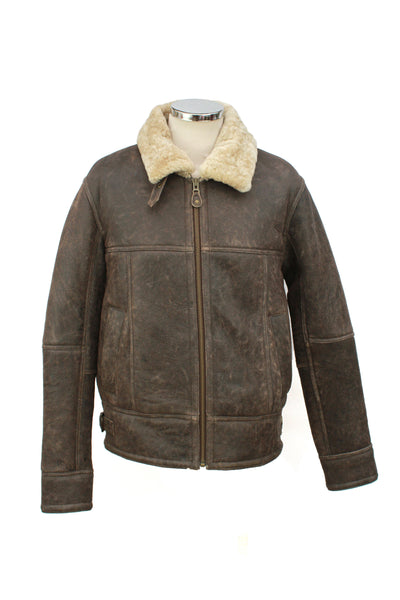 Mens leather hot sale sheepskin coat