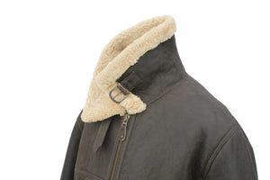 Men's Classic Centre Zip Sheepskin Jacket in Dark Brown Forest