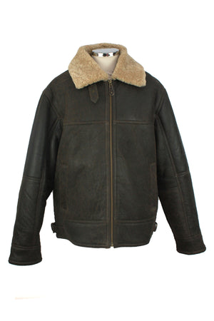 Men's Classic Centre Zip Sheepskin Jacket in Dark Brown Forest
