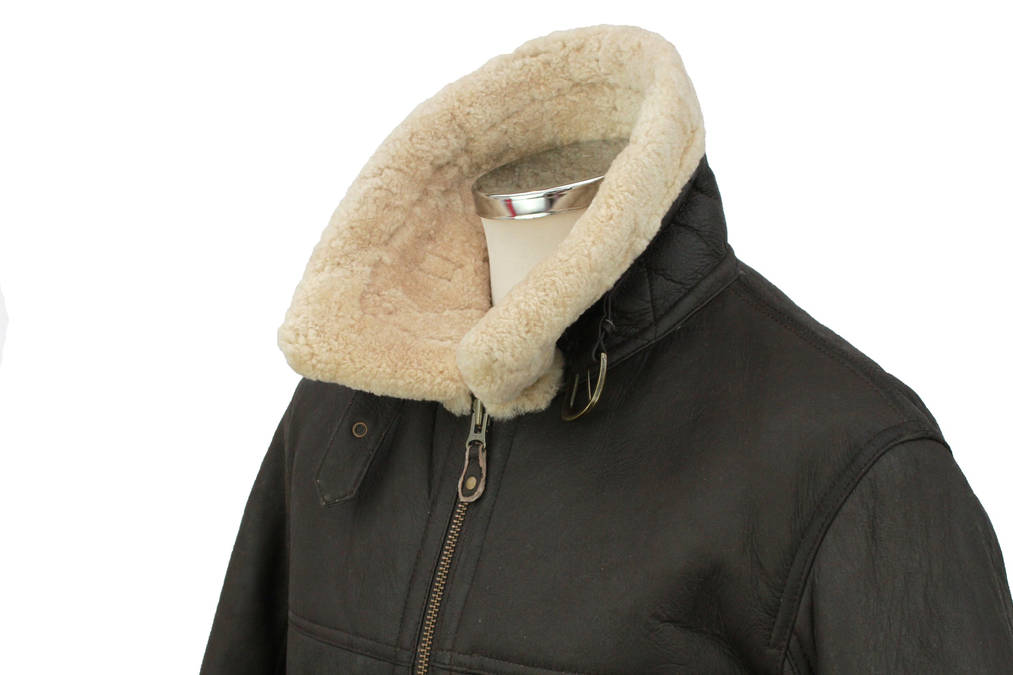 Men's Classic Centre Zip Sheepskin Jacket in Dark Brown Nappa